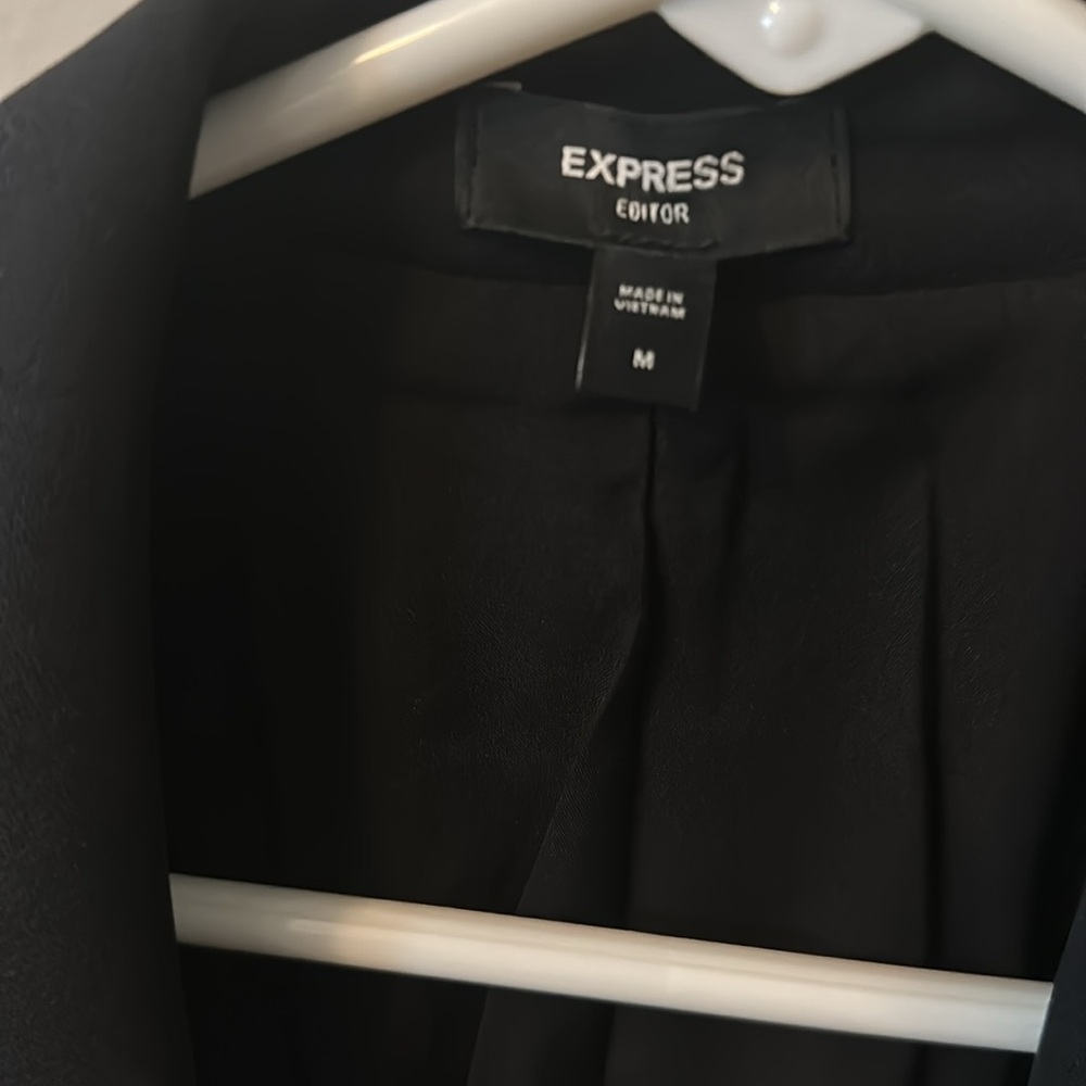 Express Editor Black Blazer Structured Suit Jacket - image 3